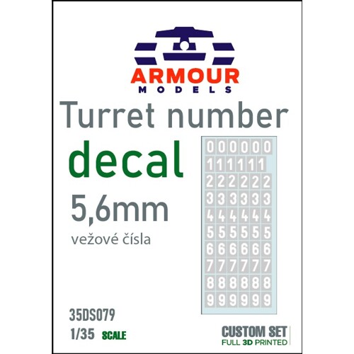 Decals - Vežové čísla ČSĽA 5,6 mm 1:35