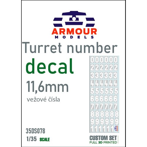 Decals - Vežové čísla ČSĽA 11,6 mm 1:35