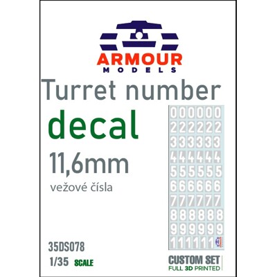 Decals - Vežové čísla ČSĽA 11,6 mm 1:35